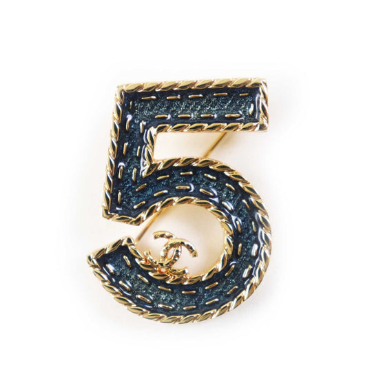 CHANEL Brooch I24P metal Blue gold Women Used Authentic