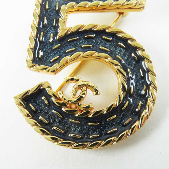 CHANEL Brooch I24P metal Blue gold Women Used Authentic
