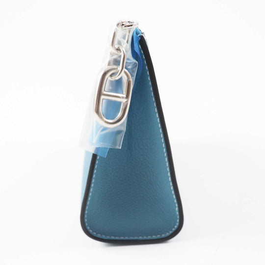 HERMES Pouch Main: Evercolor new blue gene Zip Angor PM Women Used Authentic