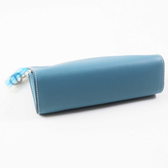 HERMES Pouch Main: Evercolor new blue gene Zip Angor PM Women Used Authentic