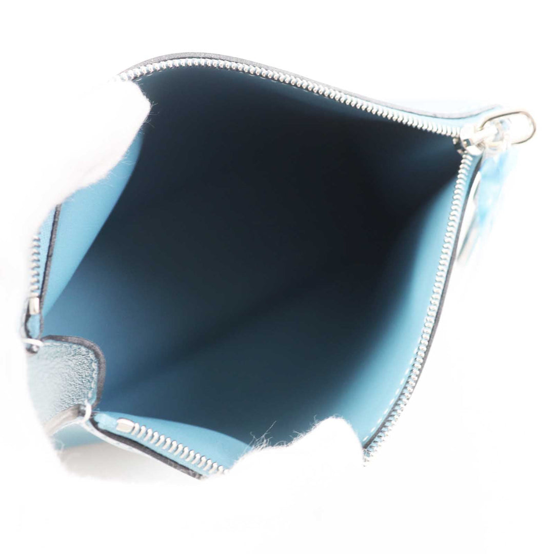 HERMES Pouch Main: Evercolor new blue gene Zip Angor PM Women Used Authentic
