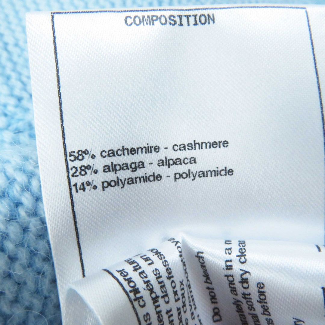 CHANEL cardigan P62193 19B Main: 58% cashmere, 28% alpaca, 14% polyamide Light blue Women 36 Used Authentic