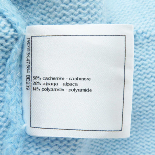 CHANEL cardigan P62193 19B Main: 58% cashmere, 28% alpaca, 14% polyamide Light blue Women 36 Used Authentic