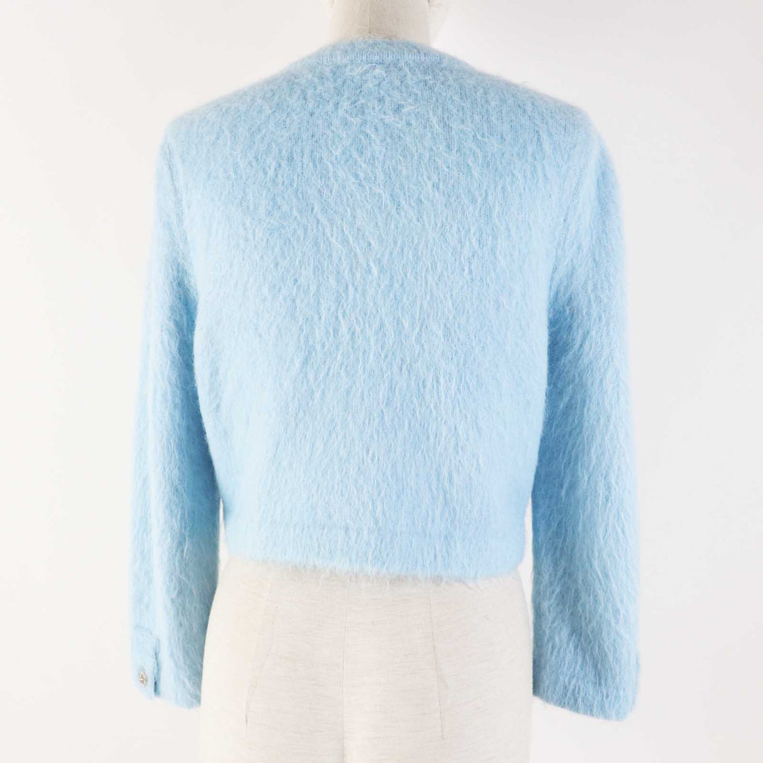 CHANEL cardigan P62193 19B Main: 58% cashmere, 28% alpaca, 14% polyamide Light blue Women 36 Used Authentic