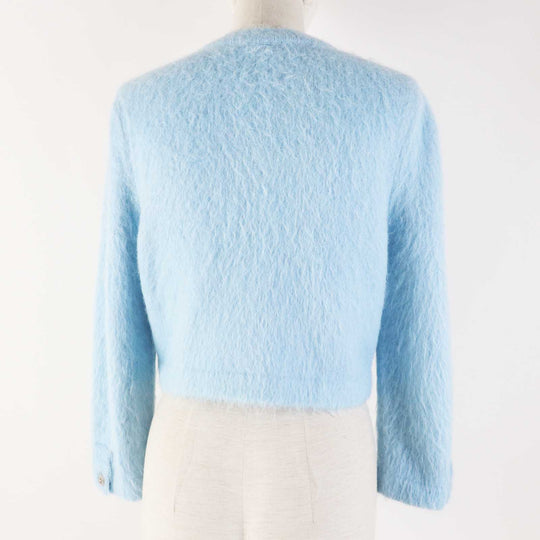 CHANEL cardigan P62193 19B Main: 58% cashmere, 28% alpaca, 14% polyamide Light blue Women 36 Used Authentic