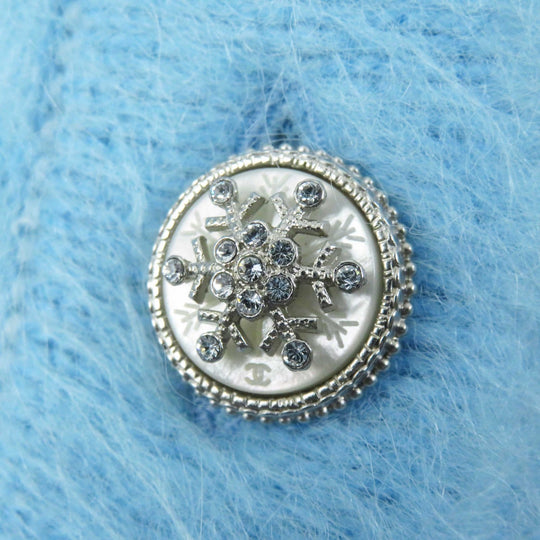 CHANEL cardigan P62193 19B Main: 58% cashmere, 28% alpaca, 14% polyamide Light blue Women 36 Used Authentic