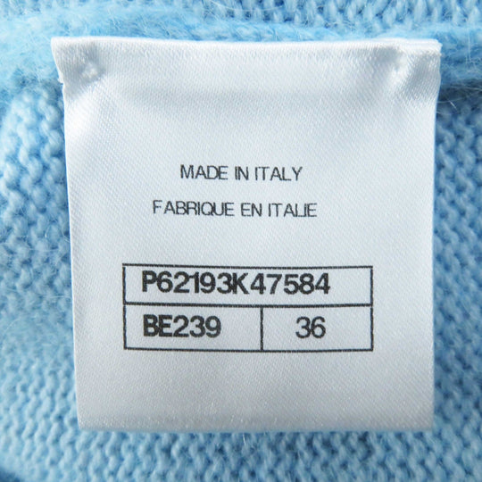 CHANEL cardigan P62193 19B Main: 58% cashmere, 28% alpaca, 14% polyamide Light blue Women 36 Used Authentic