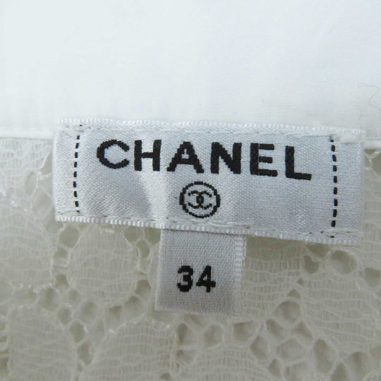 CHANEL blouse P62776 20C Outer: 48% polyamide, Outer: 35% viscose, Outer: 17% elastane, Part: 100% cotton white Women 34 Used Authentic