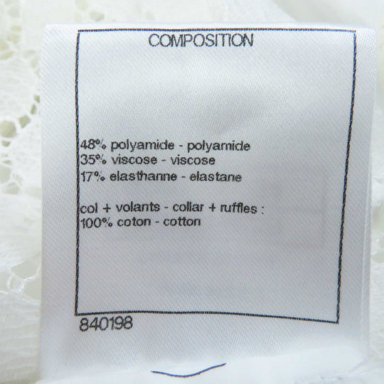 CHANEL blouse P62776 20C Outer: 48% polyamide, Outer: 35% viscose, Outer: 17% elastane, Part: 100% cotton white Women 34 Used Authentic