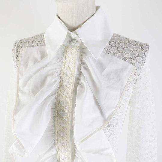 CHANEL blouse P62776 20C Outer: 48% polyamide, Outer: 35% viscose, Outer: 17% elastane, Part: 100% cotton white Women 34 Used Authentic