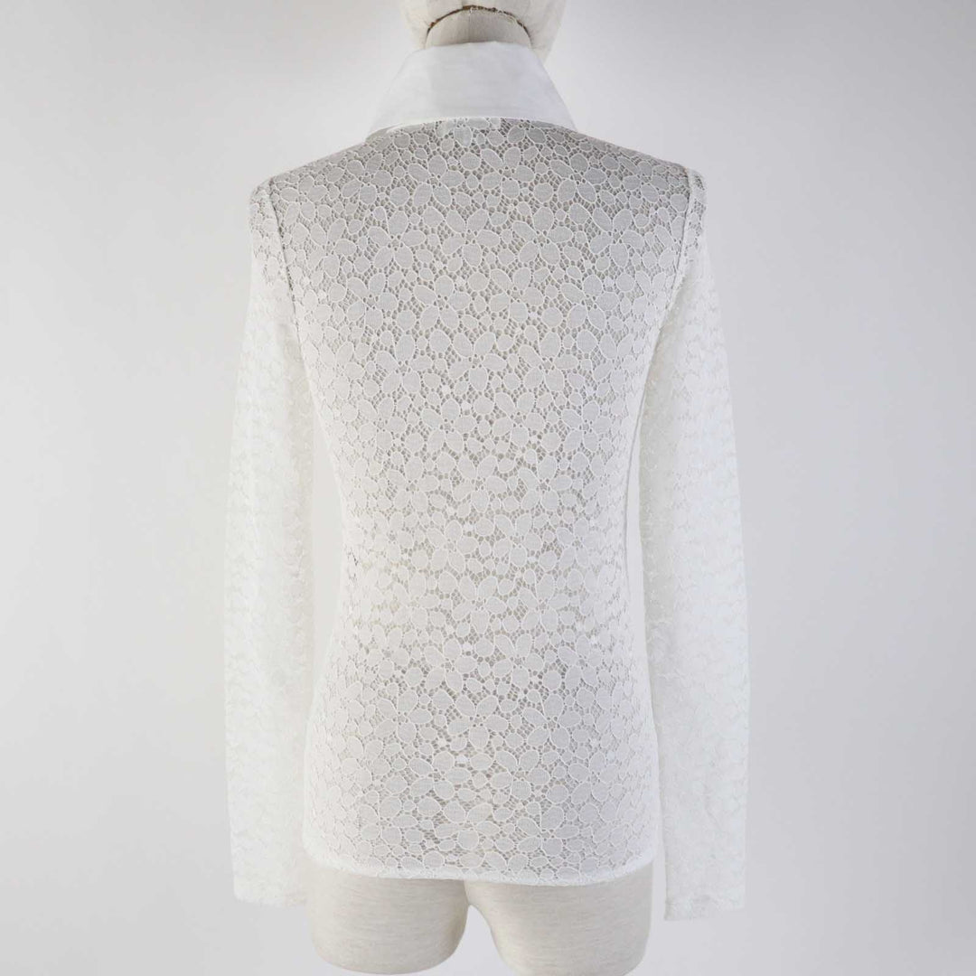 CHANEL blouse P62776 20C Outer: 48% polyamide, Outer: 35% viscose, Outer: 17% elastane, Part: 100% cotton white Women 34 Used Authentic