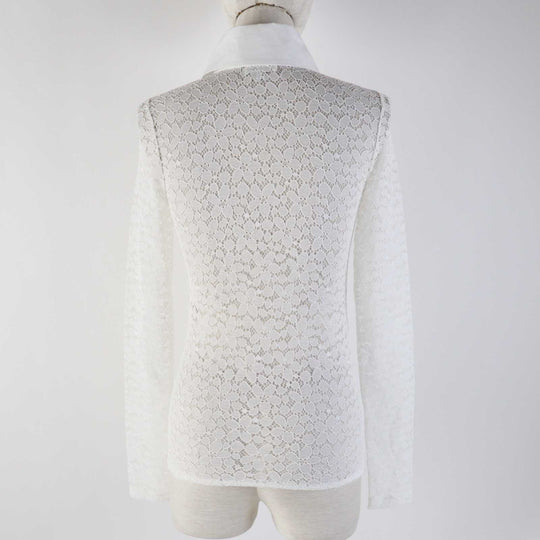 CHANEL blouse P62776 20C Outer: 48% polyamide, Outer: 35% viscose, Outer: 17% elastane, Part: 100% cotton white Women 34 Used Authentic