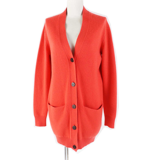 HERMES cardigan Main: 100% cashmere Orange Women 34 Used Authentic