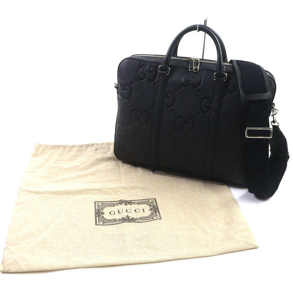 GUCCI Business bag 658573 Main: Leather black Jumbo GG mens Used Authentic