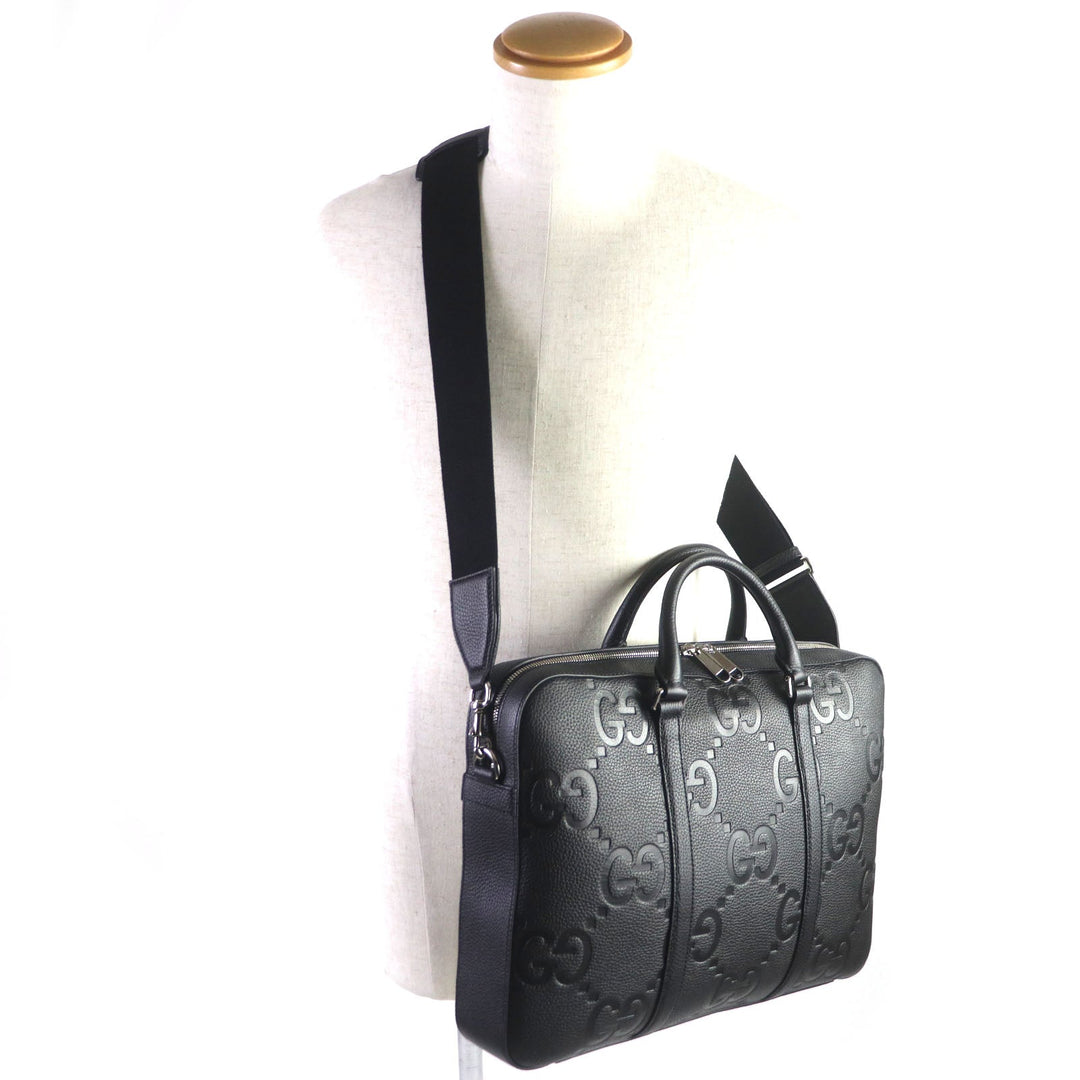 GUCCI Business bag 658573 Main: Leather black Jumbo GG mens Used Authentic
