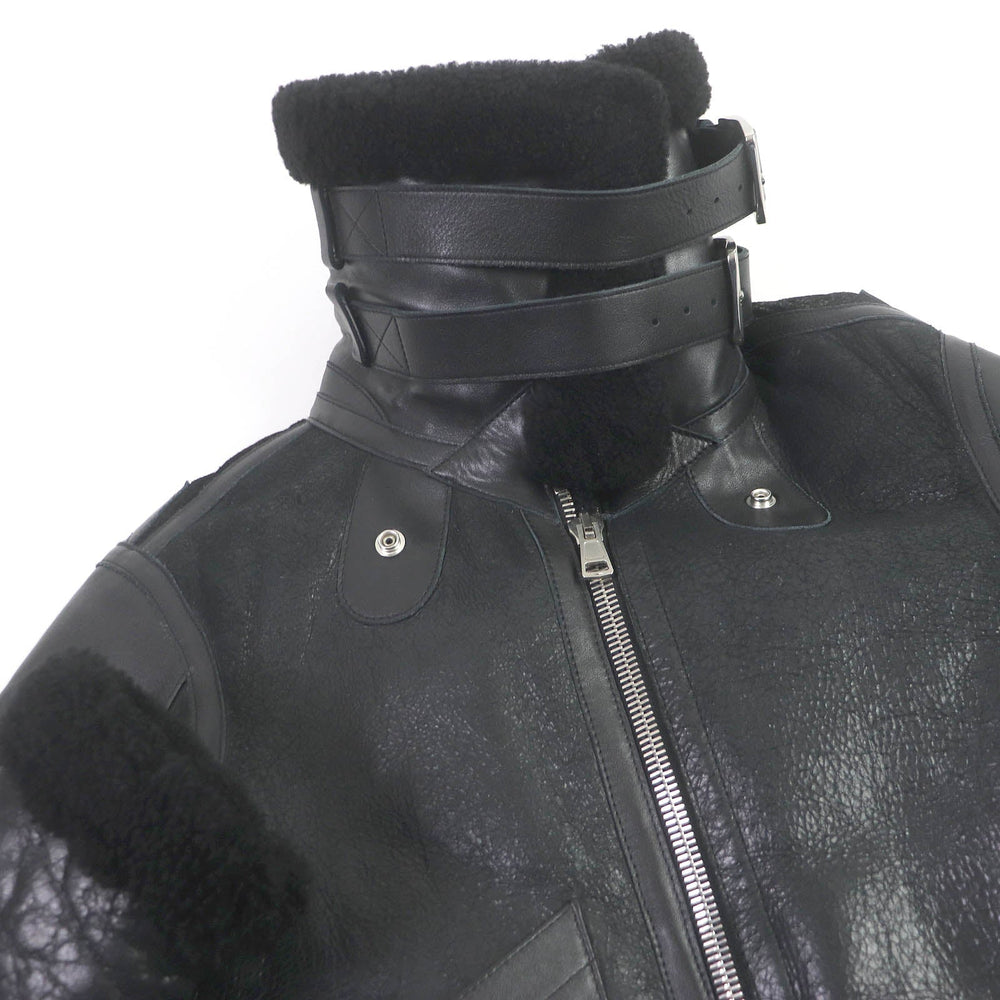 BALENCIAGA leather jacket 436548 Main: Sheep leather black Bombardier Shearling Jacket mens 36 Used Authentic