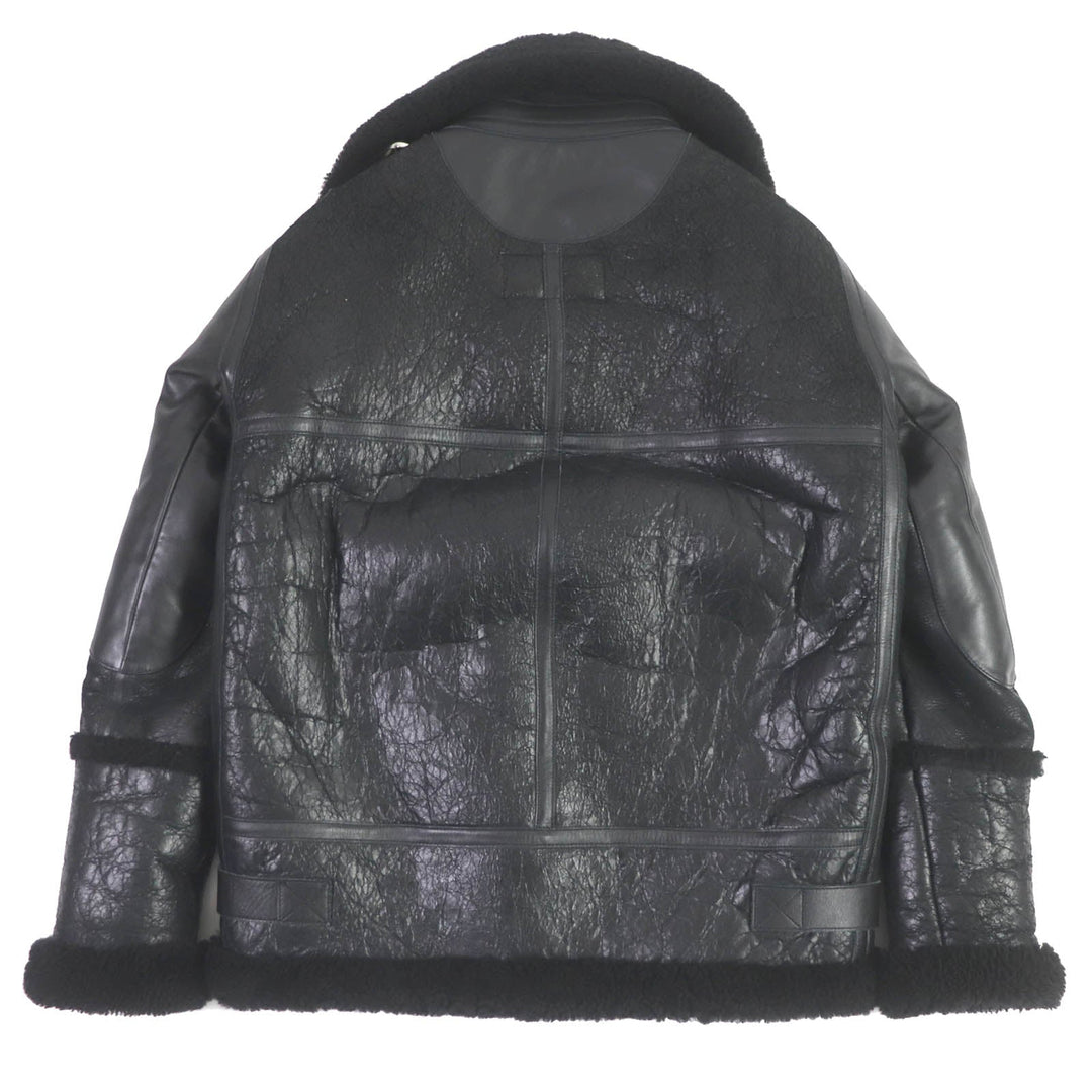 BALENCIAGA leather jacket 436548 Main: Sheep leather black Bombardier Shearling Jacket mens 36 Used Authentic