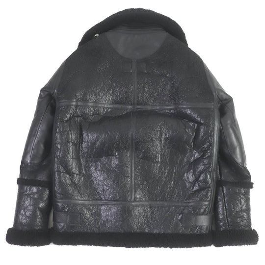 BALENCIAGA leather jacket 436548 Main: Sheep leather black Bombardier Shearling Jacket mens 36 Used Authentic