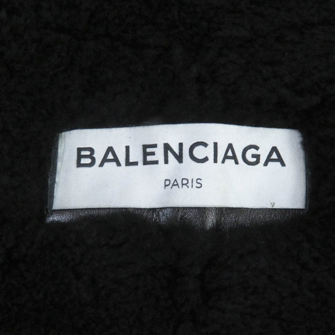BALENCIAGA leather jacket 436548 Main: Sheep leather black Bombardier Shearling Jacket mens 36 Used Authentic