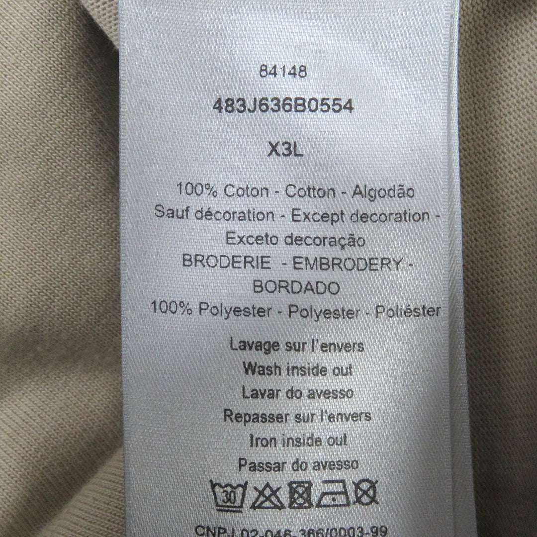 Dior HOMME Short sleeve T-shirt 483J636B0554 Main: 100% cotton, Part: 100% polyester beige mens X3L Used Authentic