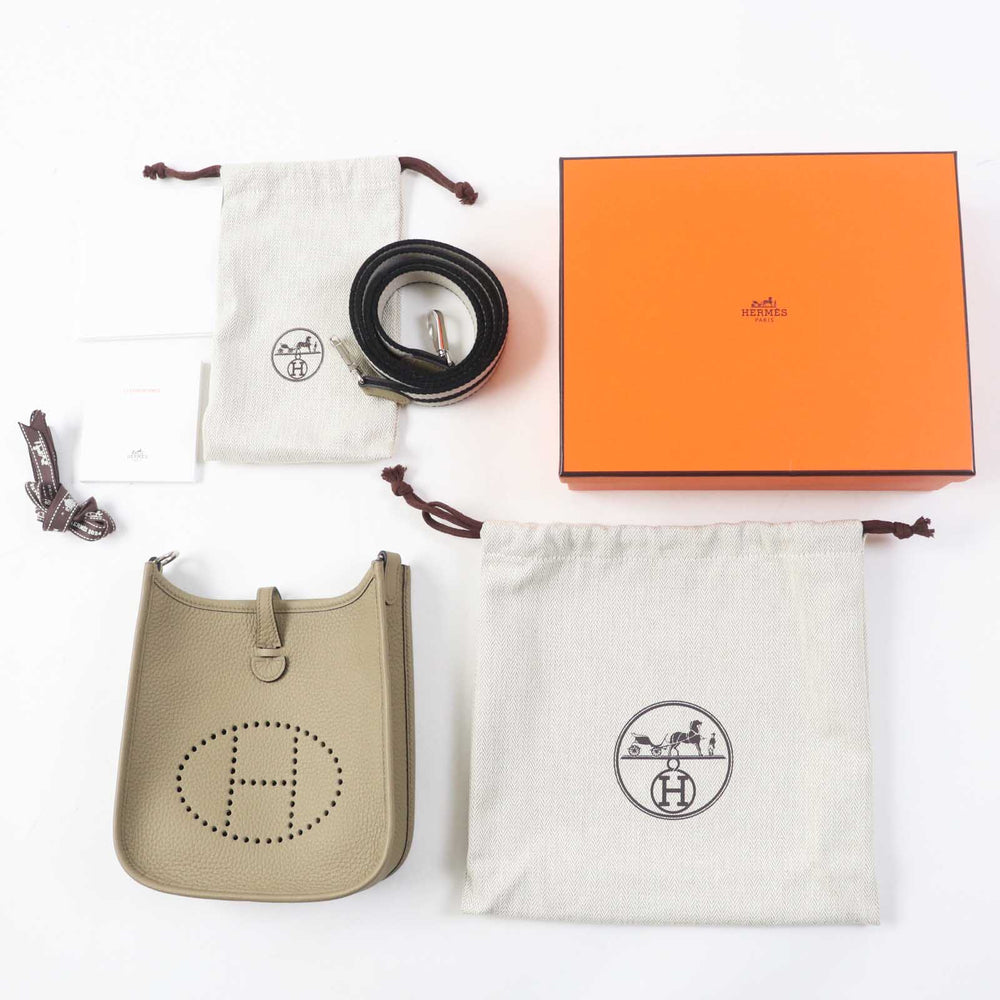 HERMES Shoulder Bag Main�FTaurillon Clemence Beige Alpha Evelyn TPM Women Used Authentic