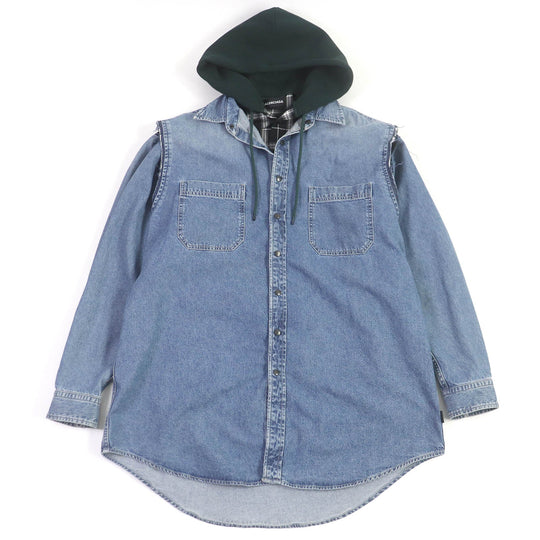 BALENCIAGA Denim Jacket 557356 cotton Indigo Blue Twinset Hoodie mens 39 Used Authentic