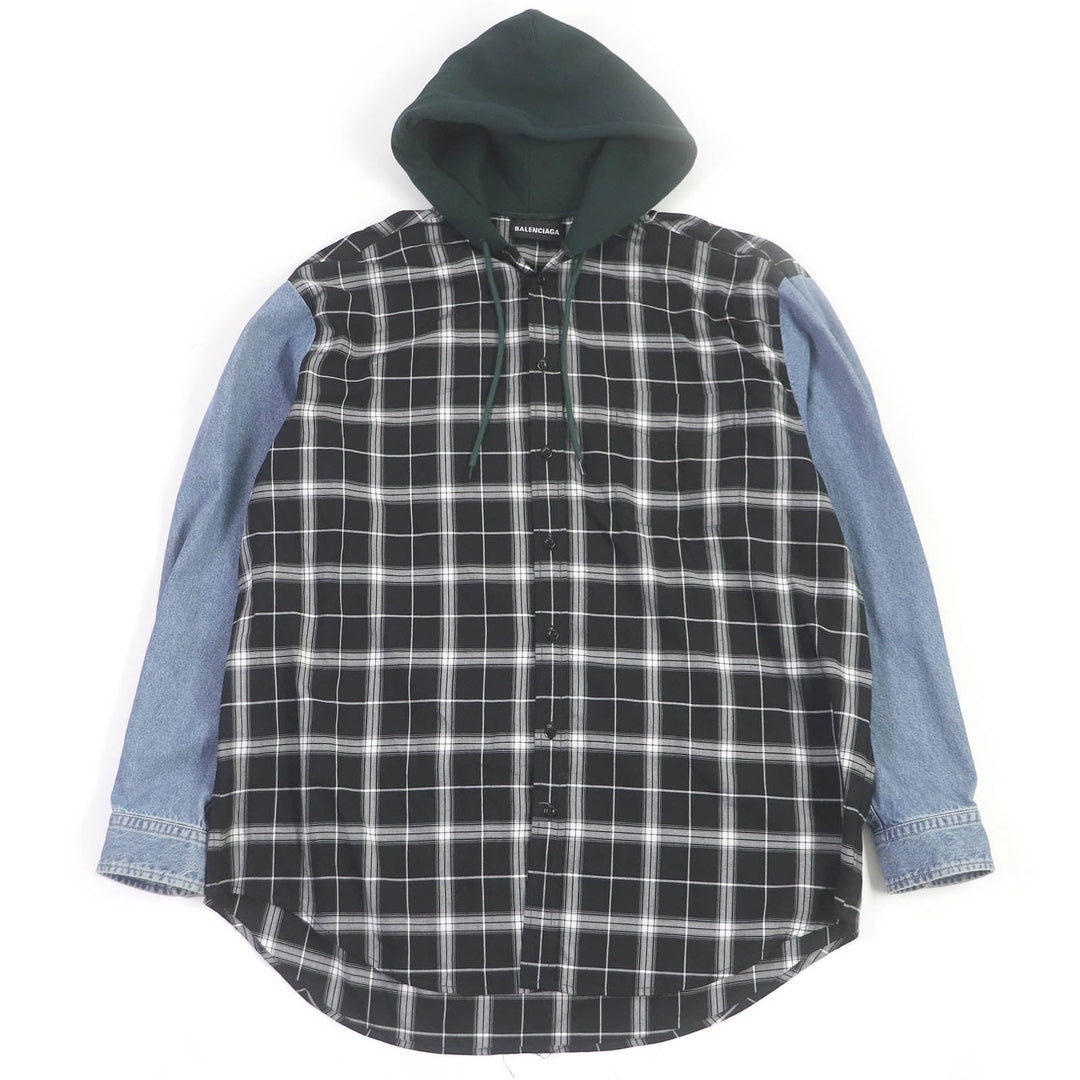 BALENCIAGA Denim Jacket 557356 cotton Indigo Blue Twinset Hoodie mens 39 Used Authentic