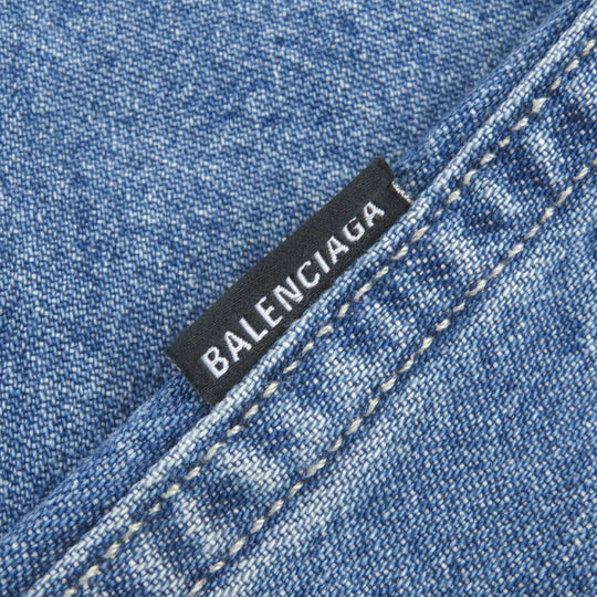 BALENCIAGA Denim Jacket 557356 cotton Indigo Blue Twinset Hoodie mens 39 Used Authentic
