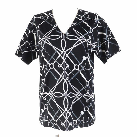 HERMES Short sleeve T-shirt Main: 100% cotton black PARCOURS SANS FAUTE PERFECT COURSE Women 34 Used Authentic