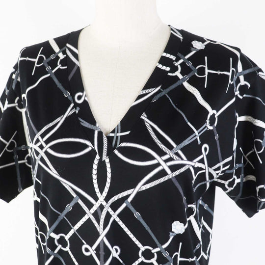 HERMES Short sleeve T-shirt Main: 100% cotton black PARCOURS SANS FAUTE PERFECT COURSE Women 34 Used Authentic