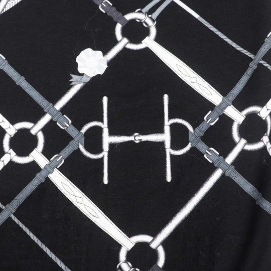 HERMES Short sleeve T-shirt Main: 100% cotton black PARCOURS SANS FAUTE PERFECT COURSE Women 34 Used Authentic