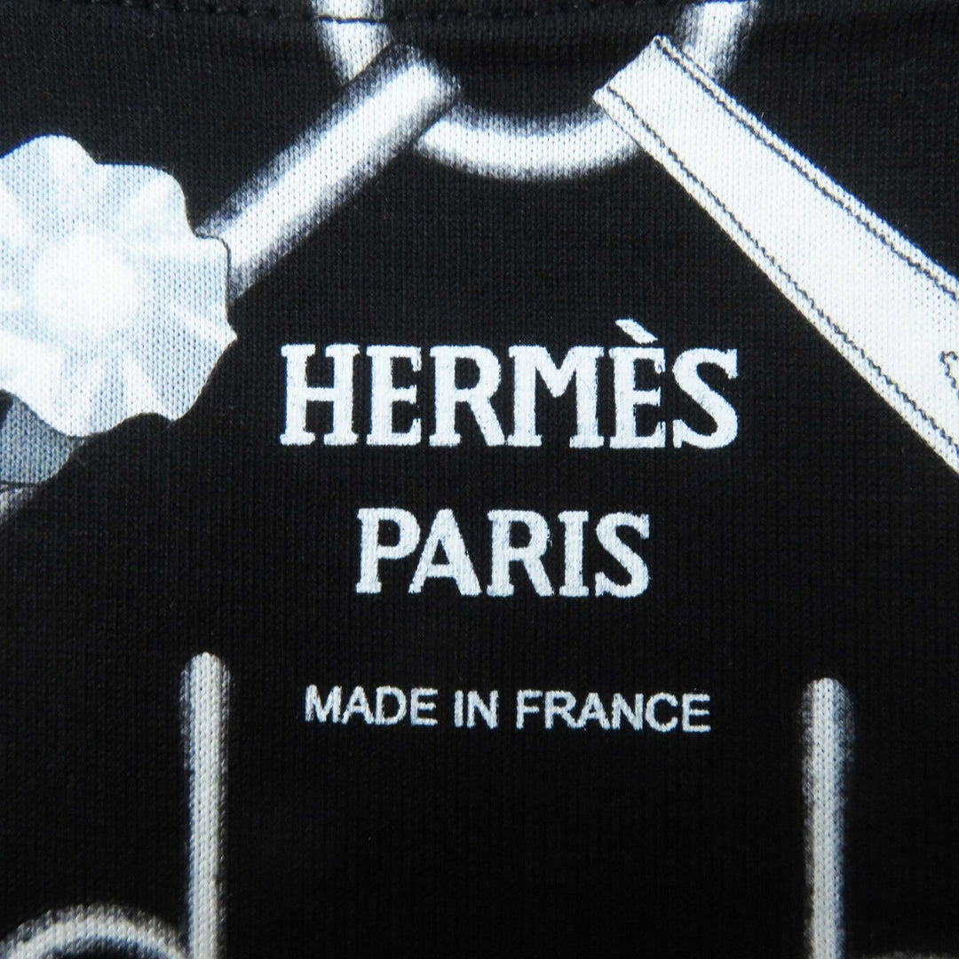 HERMES Short sleeve T-shirt Main: 100% cotton black PARCOURS SANS FAUTE PERFECT COURSE Women 34 Used Authentic