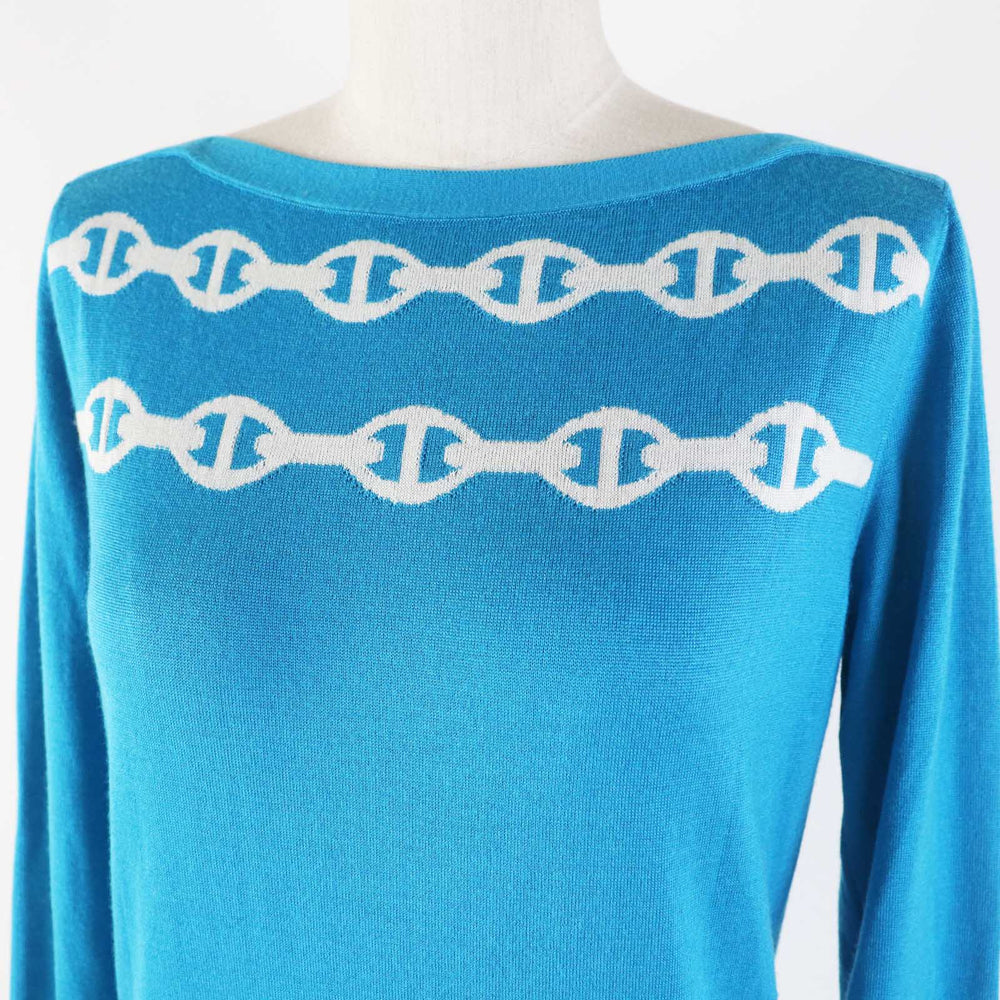 HERMES knit Outer material: 50% cashmere, Outer material: 50% silk Light blue white Women 34 Used Authentic