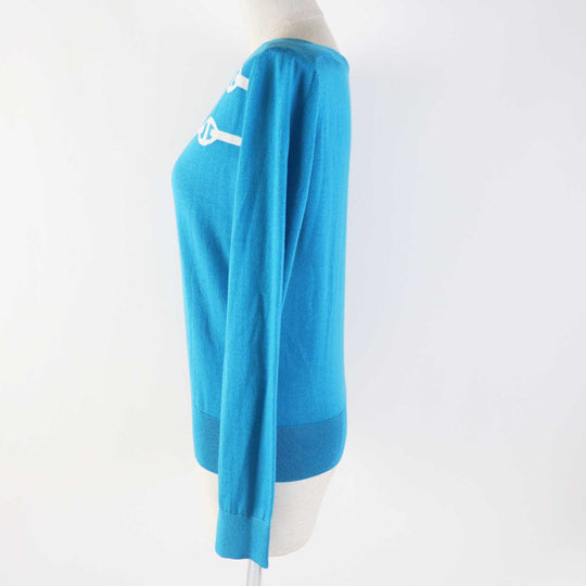 HERMES knit Outer material: 50% cashmere, Outer material: 50% silk Light blue white Women 34 Used Authentic