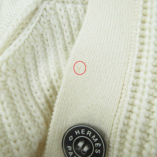 HERMES cardigan 3E2702D1 Outer material: 64% cashmere, Outer material: 36% cotton Ivory Women 34 Used Authentic