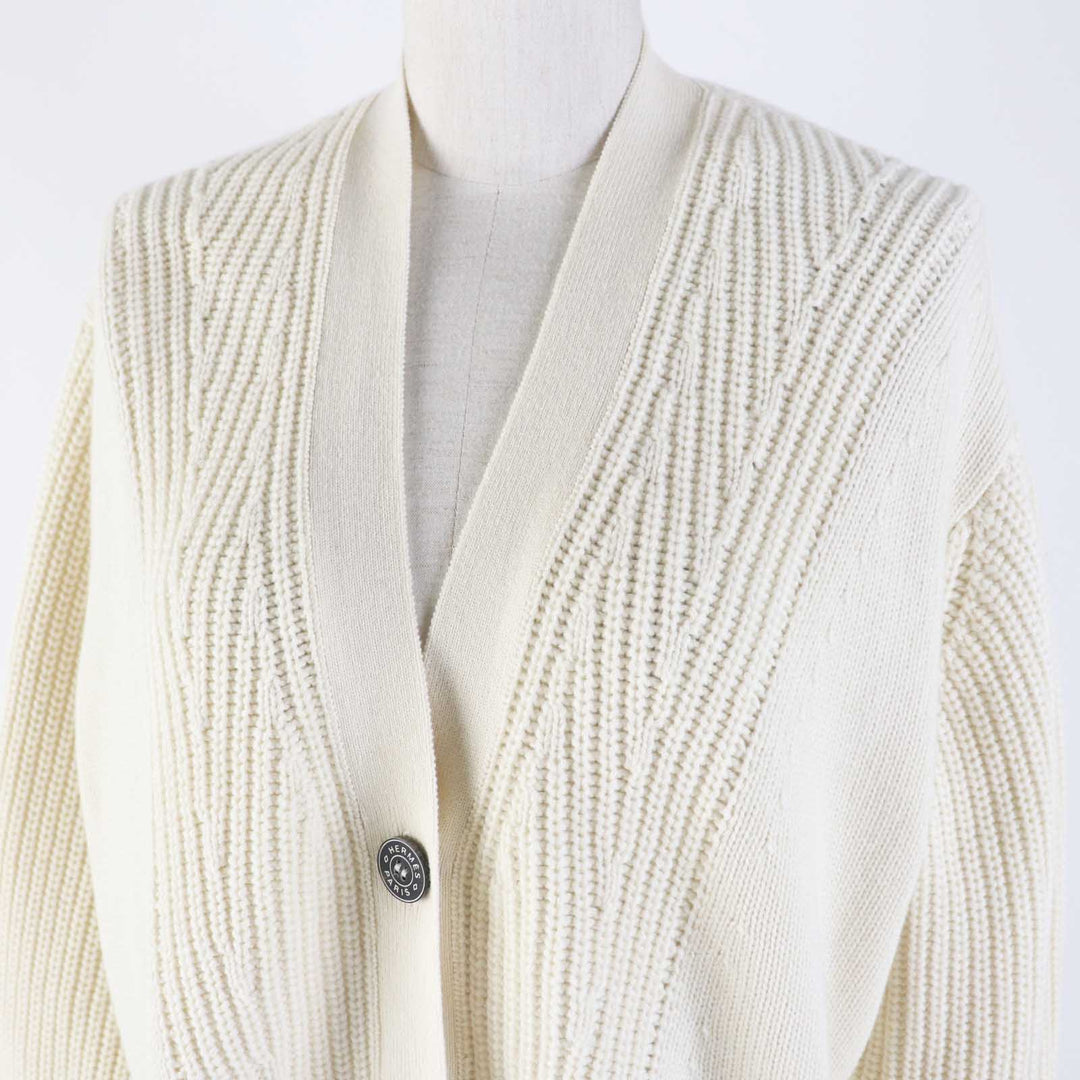 HERMES cardigan 3E2702D1 Outer material: 64% cashmere, Outer material: 36% cotton Ivory Women 34 Used Authentic