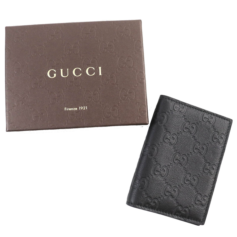 GUCCI Card Case 146230 Main: Leather black mens Used Authentic