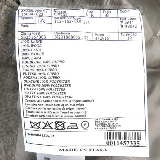 HERMES tailored jacket Outer: 100% wool, Filling: 100% polyester, Lining: 100% cupra gray mens 46 Used Authentic