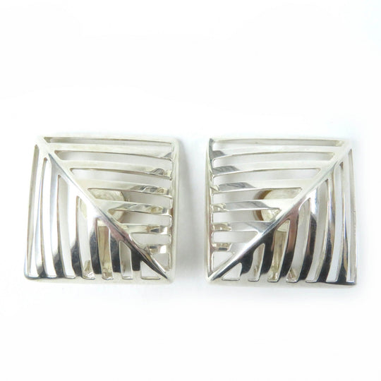 Georg Jensen Earring Main�FSV925 Silver 389 Grid 1994 Women Used Authentic
