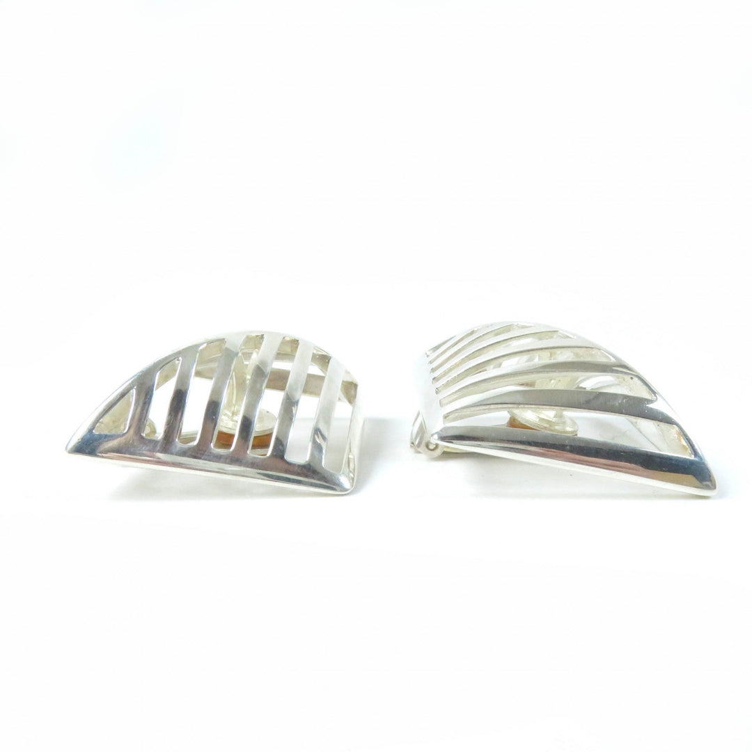 Georg Jensen Earring Main�FSV925 Silver 389 Grid 1994 Women Used Authentic
