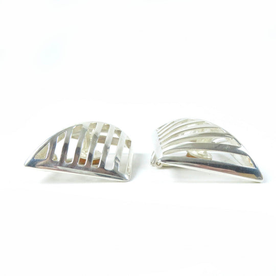 Georg Jensen Earring Main�FSV925 Silver 389 Grid 1994 Women Used Authentic