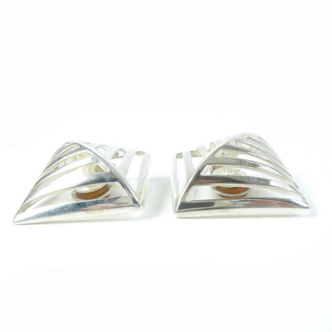 Georg Jensen Earring Main�FSV925 Silver 389 Grid 1994 Women Used Authentic