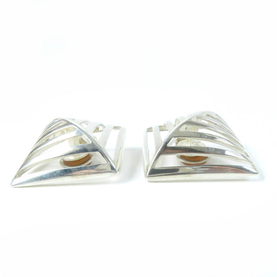 Georg Jensen Earring Main�FSV925 Silver 389 Grid 1994 Women Used Authentic