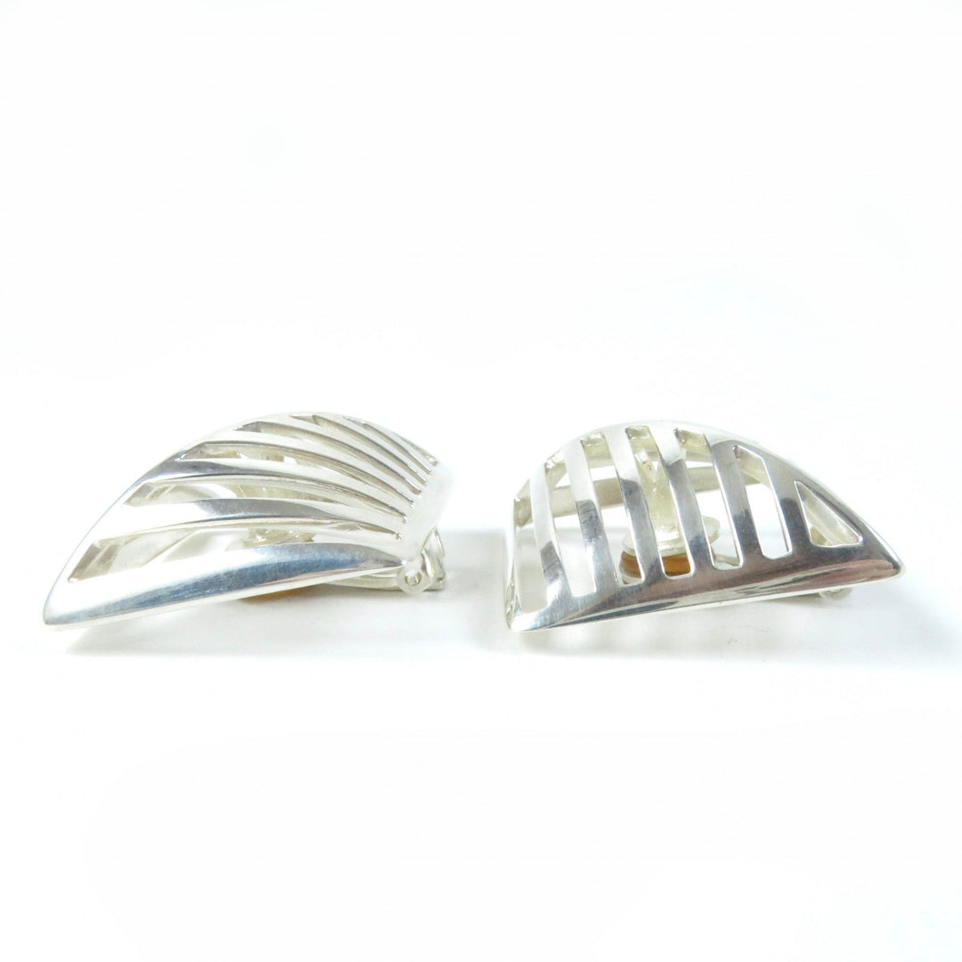 Georg Jensen Earring Main�FSV925 Silver 389 Grid 1994 Women Used Authentic