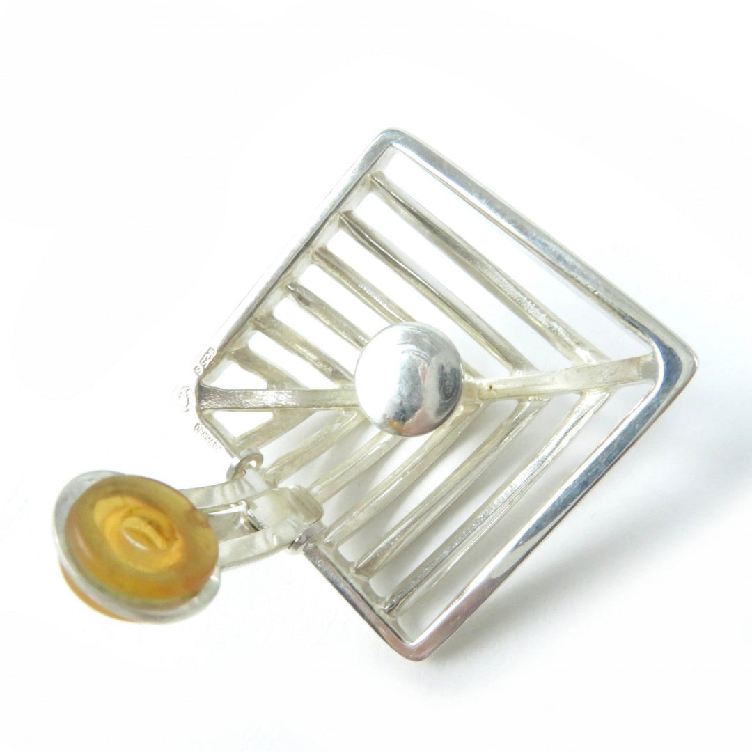 Georg Jensen Earring Main�FSV925 Silver 389 Grid 1994 Women Used Authentic