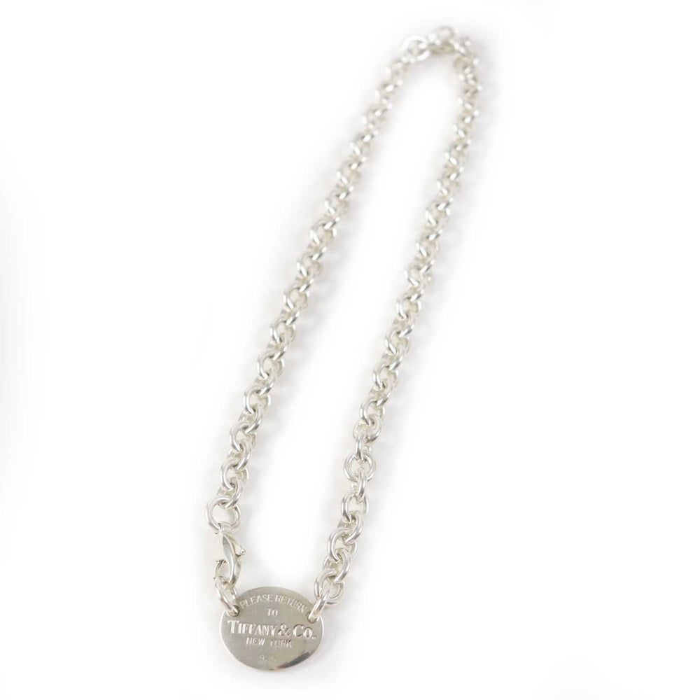 TIFFANY&Co. Necklace Main�FAG925 Silver Please Return to TIFFANY & Co. Oval Tag Choker Women Used Authentic