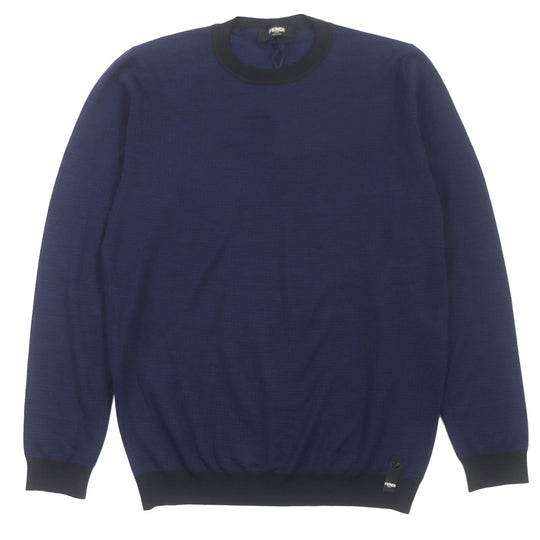 FENDI knit FZY078 Main: 100% wool Navy mens 52 Used Authentic