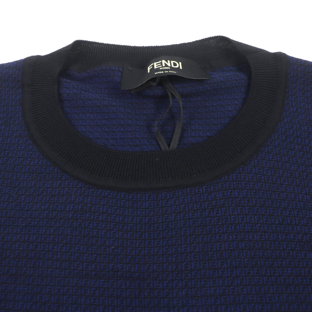 FENDI knit FZY078 Main: 100% wool Navy mens 52 Used Authentic