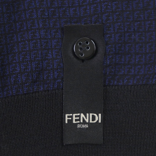 FENDI knit FZY078 Main: 100% wool Navy mens 52 Used Authentic