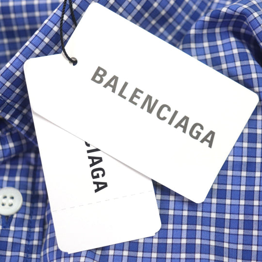 BALENCIAGA Short sleeve shirt 556913 Main: 100% cotton blue mens 37 Used Authentic